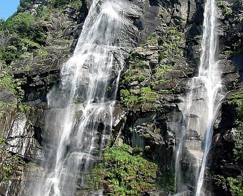 Acquafraggia waterfalls in Lombardy in the northern Italian Alps