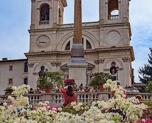 Spanish Stairs in Rome with flowers in spring